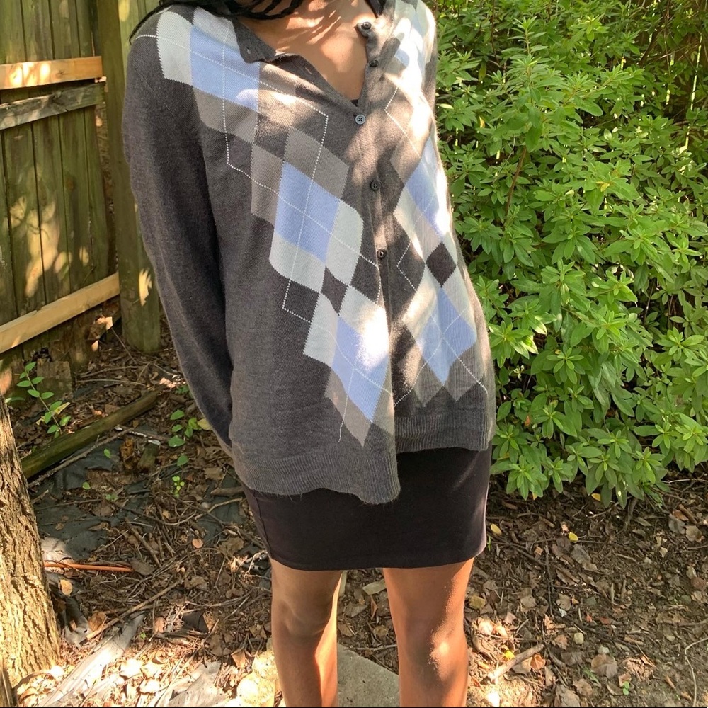 ✿ Grey and Blue Argyle Sweater ✿